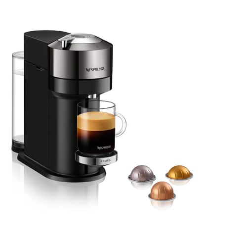 Nespresso Vertuo Next Deluxe, 1,1 L., Chrome Kapsel Kaffemaskine - Sort/sølv